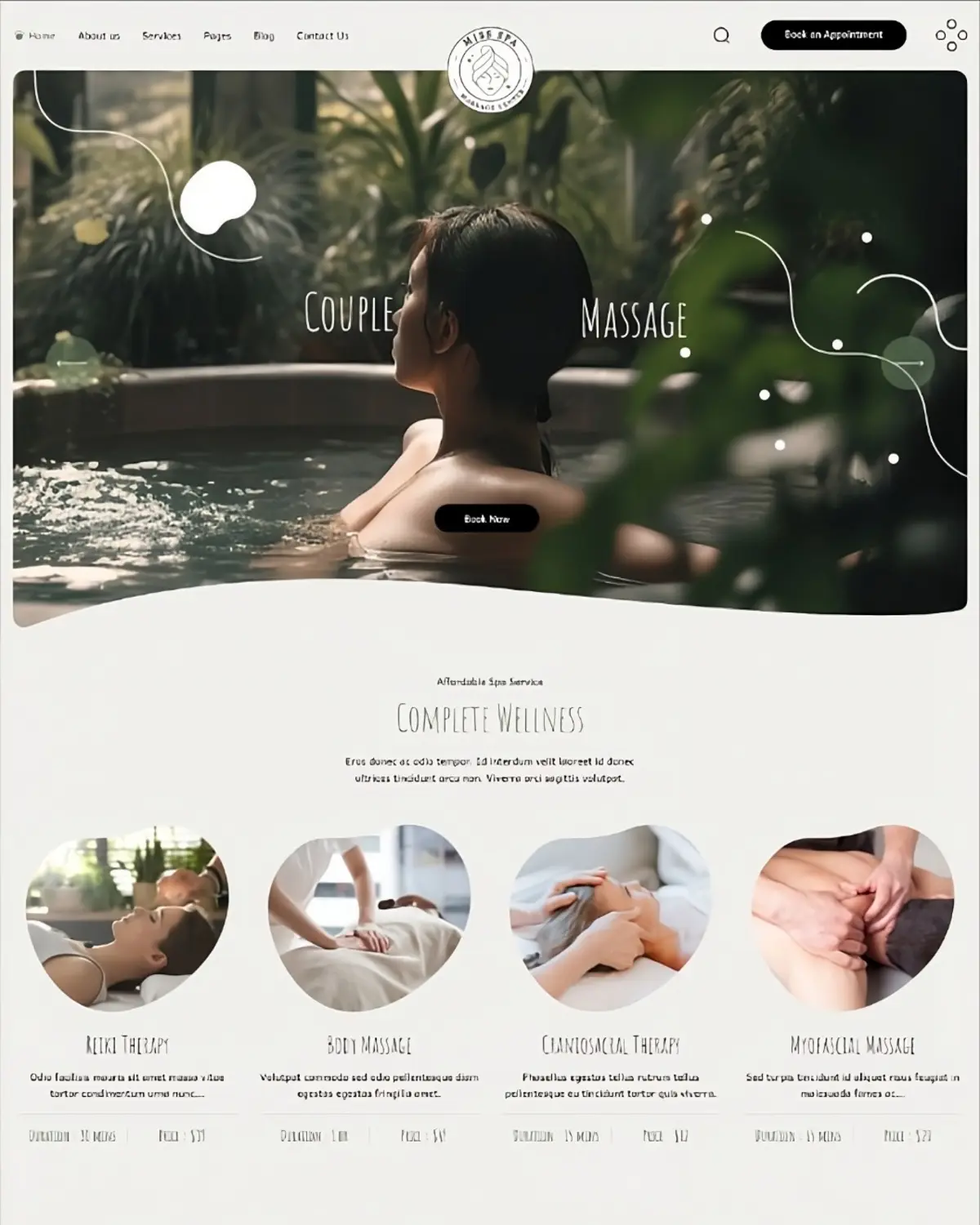 Massage studio website demo concept